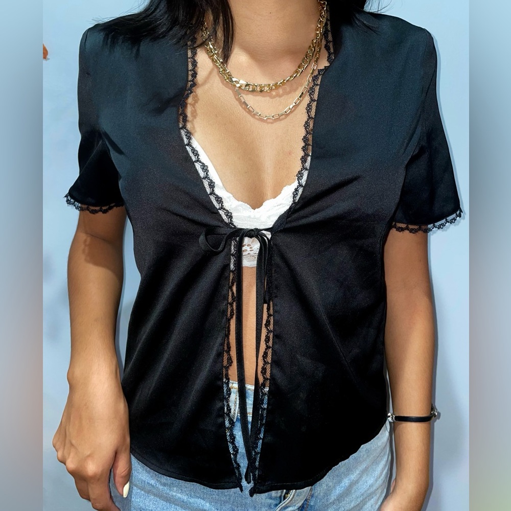 Brandy Melville Black Satin Top!